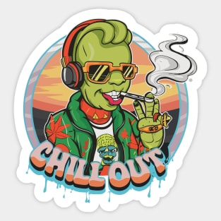 Alien Hip-Hop Harmony: Chill Out in Style Sticker